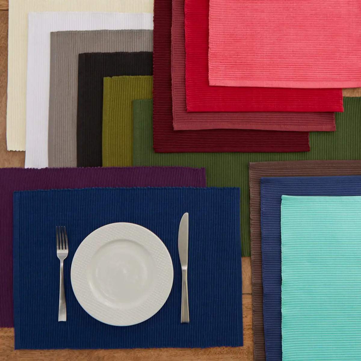 DII Black Placemats Set of 6 | Ribbed 100% Cotton Cloth, 13x19 In, Modern & Spill-Hiding (70-120 chars) - view 7