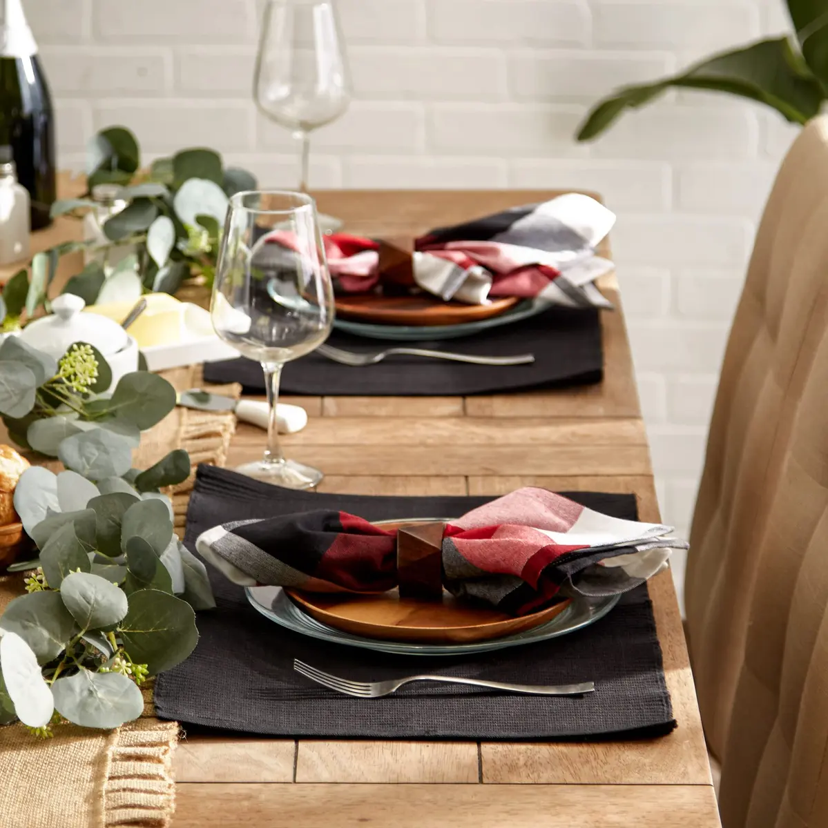 DII Black Placemats Set of 6 | Ribbed 100% Cotton Cloth, 13x19 In, Modern & Spill-Hiding (70-120 chars) - view 3