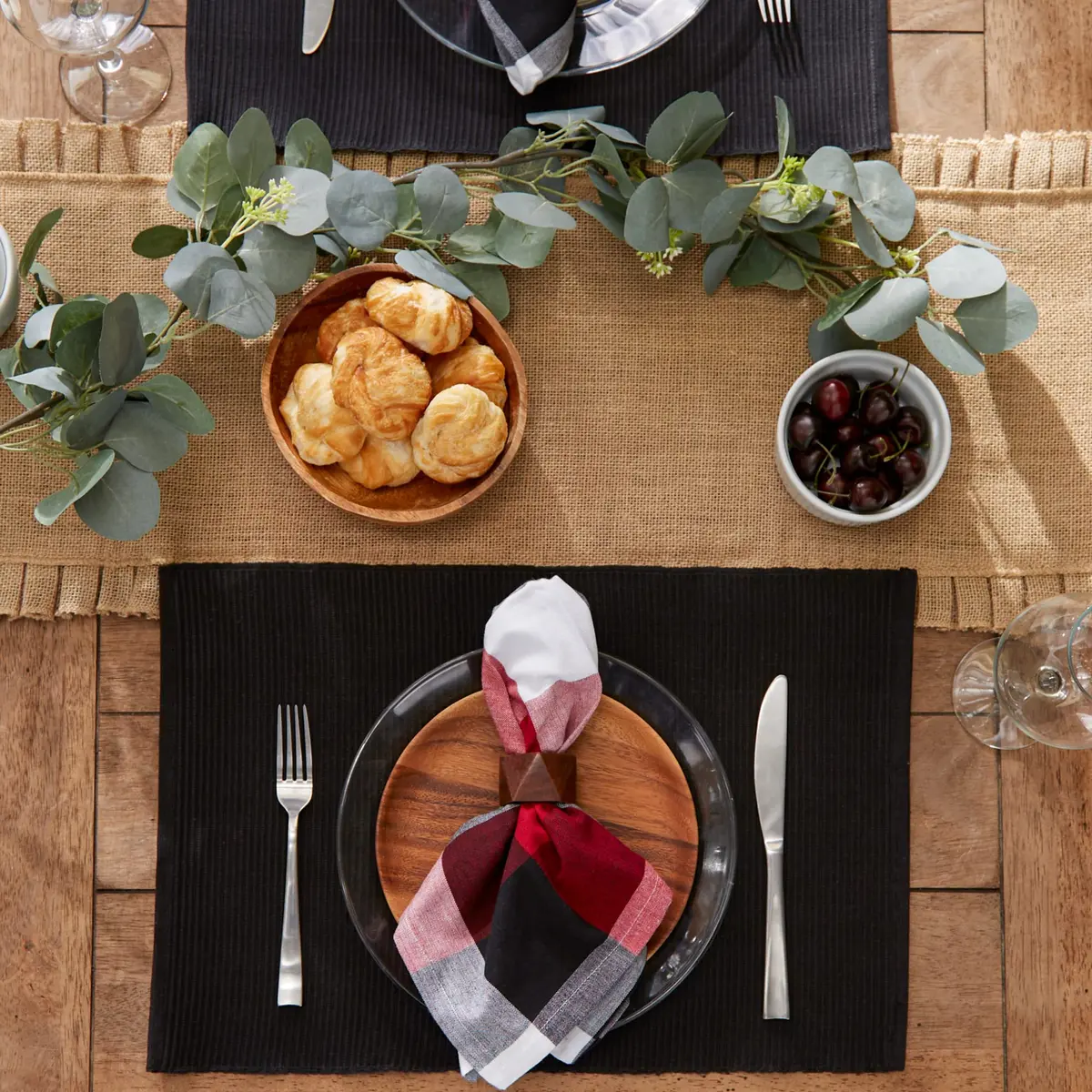 DII Black Placemats Set of 6 | Ribbed 100% Cotton Cloth, 13x19 In, Modern & Spill-Hiding (70-120 chars) - view 4