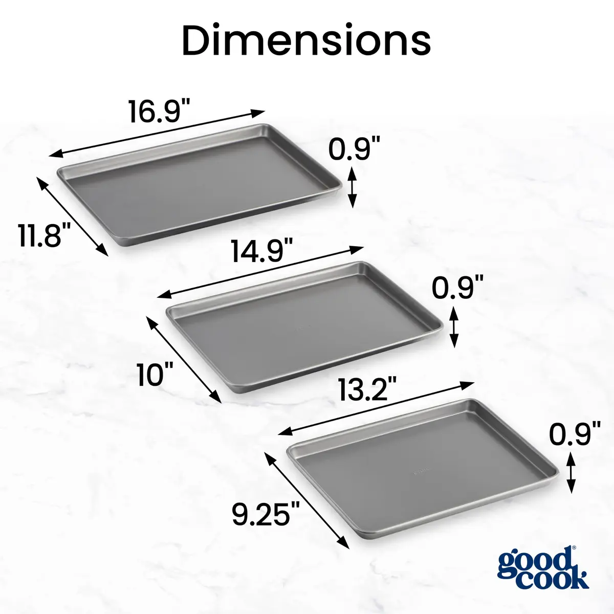 GoodCook 3-Piece Nonstick Baking Sheet Set | Heavy Gauge Steel, Even Heat, Dishwasher Safe - view 2