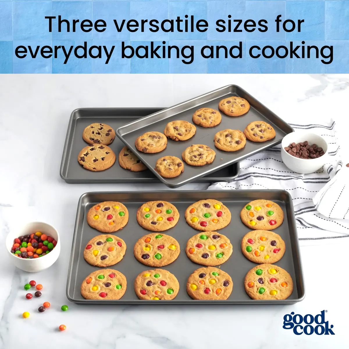 GoodCook 3-Piece Nonstick Baking Sheet Set | Heavy Gauge Steel, Even Heat, Dishwasher Safe - view 3