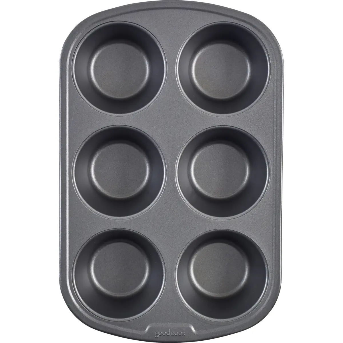 GoodCook Everyday Nonstick Steel Jumbo Texas Muffin Pan, 6-Cup, Gray | Perfect Bakery-Style Oversized Muffins - main product image
