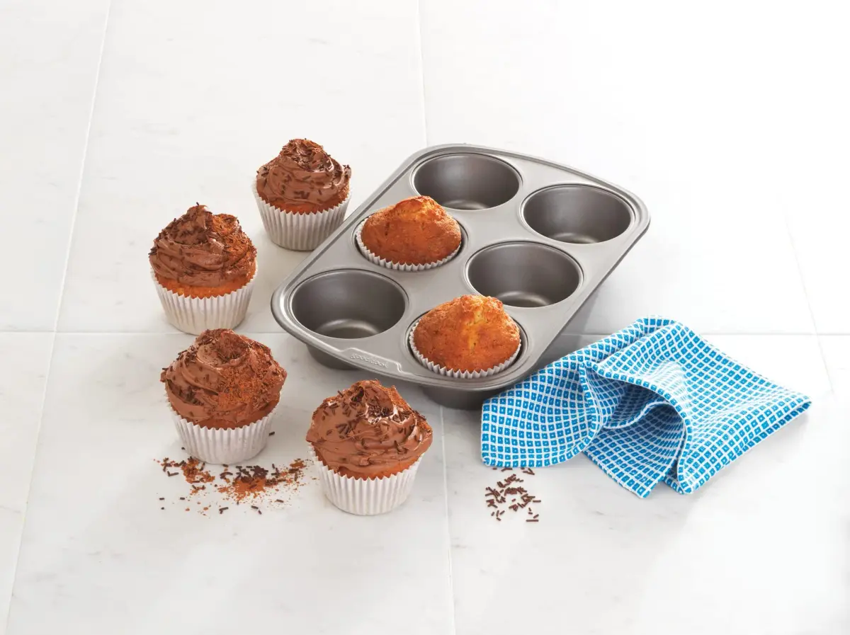 GoodCook Everyday Nonstick Steel Jumbo Texas Muffin Pan, 6-Cup, Gray | Perfect Bakery-Style Oversized Muffins - view 2