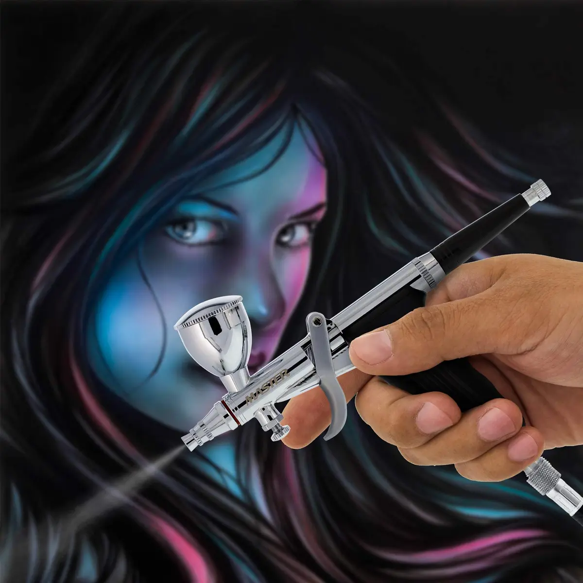 Master Airbrush G79 Precision Fixed Dual-Action Trigger Style Airbrush Set with 3 Tip Sizes & Cups | Gravity Feed - view 7
