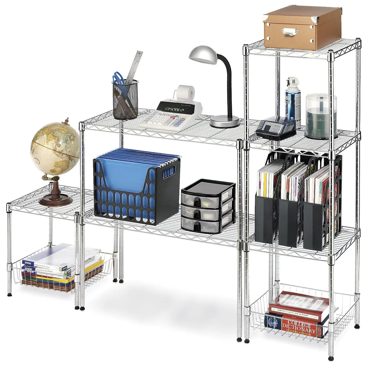 Whitmor 2-Wire Shelving Unit, Metal Storage Shelves, Stacking Shelf with Basket, Easy Assembly Home Organizer for Pantry, Kitchen, Garage, Plant - view 4