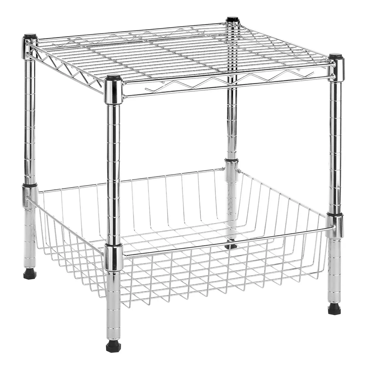 Whitmor 2-Wire Shelving Unit, Metal Storage Shelves, Stacking Shelf with Basket, Easy Assembly Home Organizer for Pantry, Kitchen, Garage, Plant - main product image