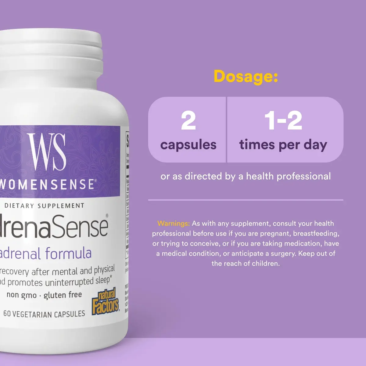 Natural Factors WomenSense AdrenaSense | Herbal Stress & Adrenal Support, Vegan, 60 Capsules - view 3