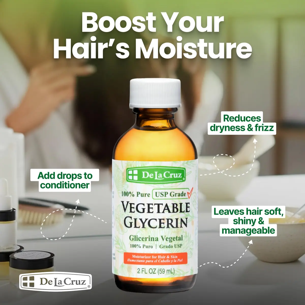 De La Cruz Vegetable Glycerin 2 Fl Oz | Pure USP Grade Moisturizer & DIY Emollient - view 4