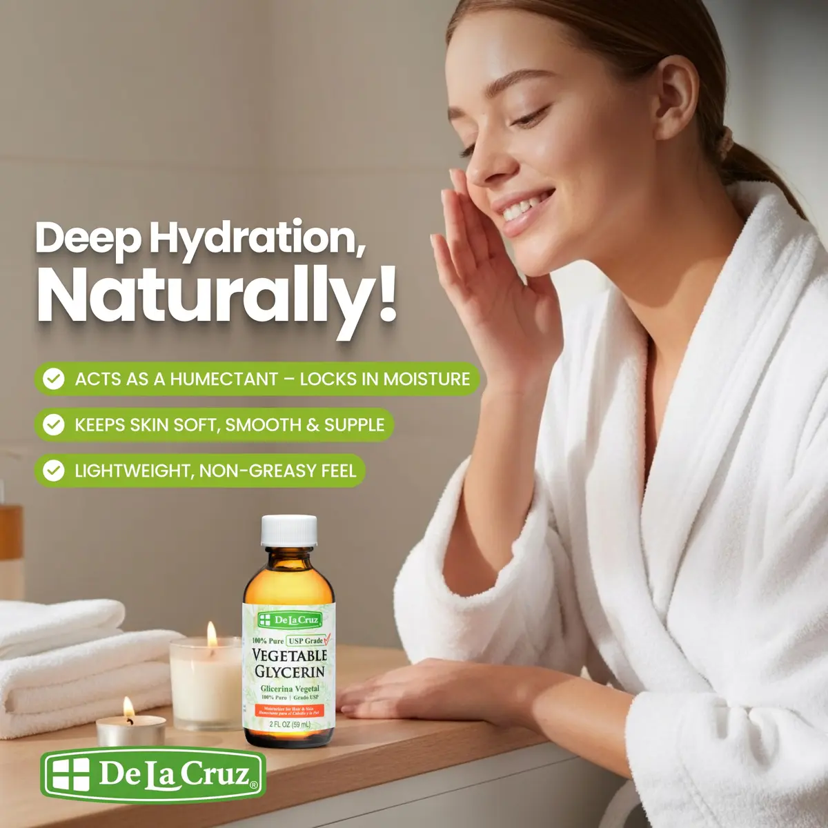 De La Cruz Vegetable Glycerin 2 Fl Oz | Pure USP Grade Moisturizer & DIY Emollient - view 2