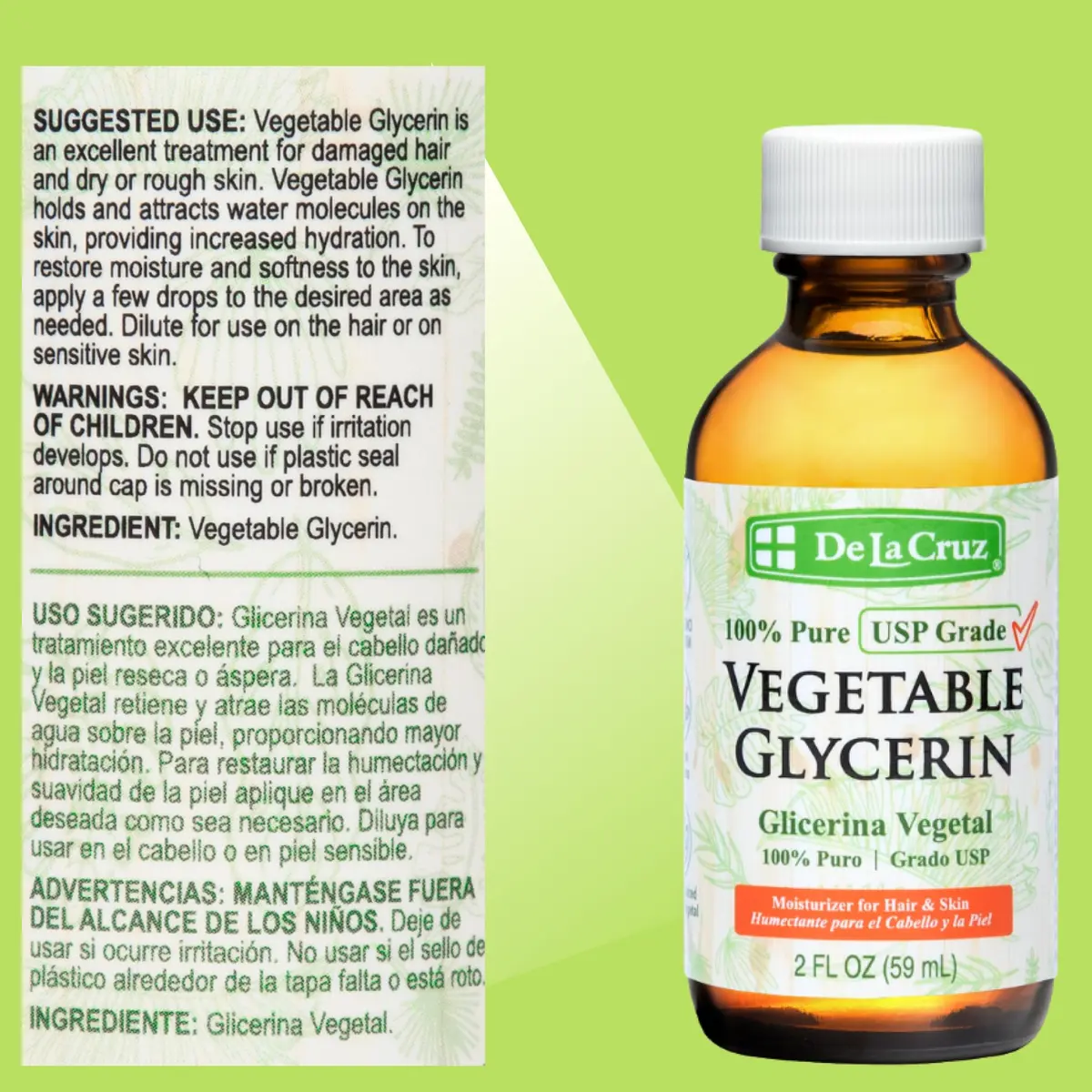 De La Cruz Vegetable Glycerin 2 Fl Oz | Pure USP Grade Moisturizer & DIY Emollient - view 3