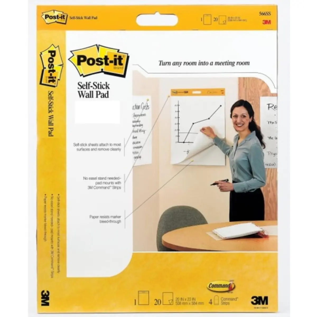 3M Post-it Super Sticky Wall Pad 20 in x 23 in | Repositionable, Marker-Resistant, Portable - view 6
