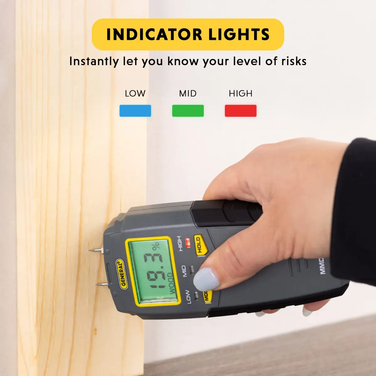 General Tools MMD4E Moisture Meter | 5-50% Wood, 1.5-33% Drywall Range - view 4