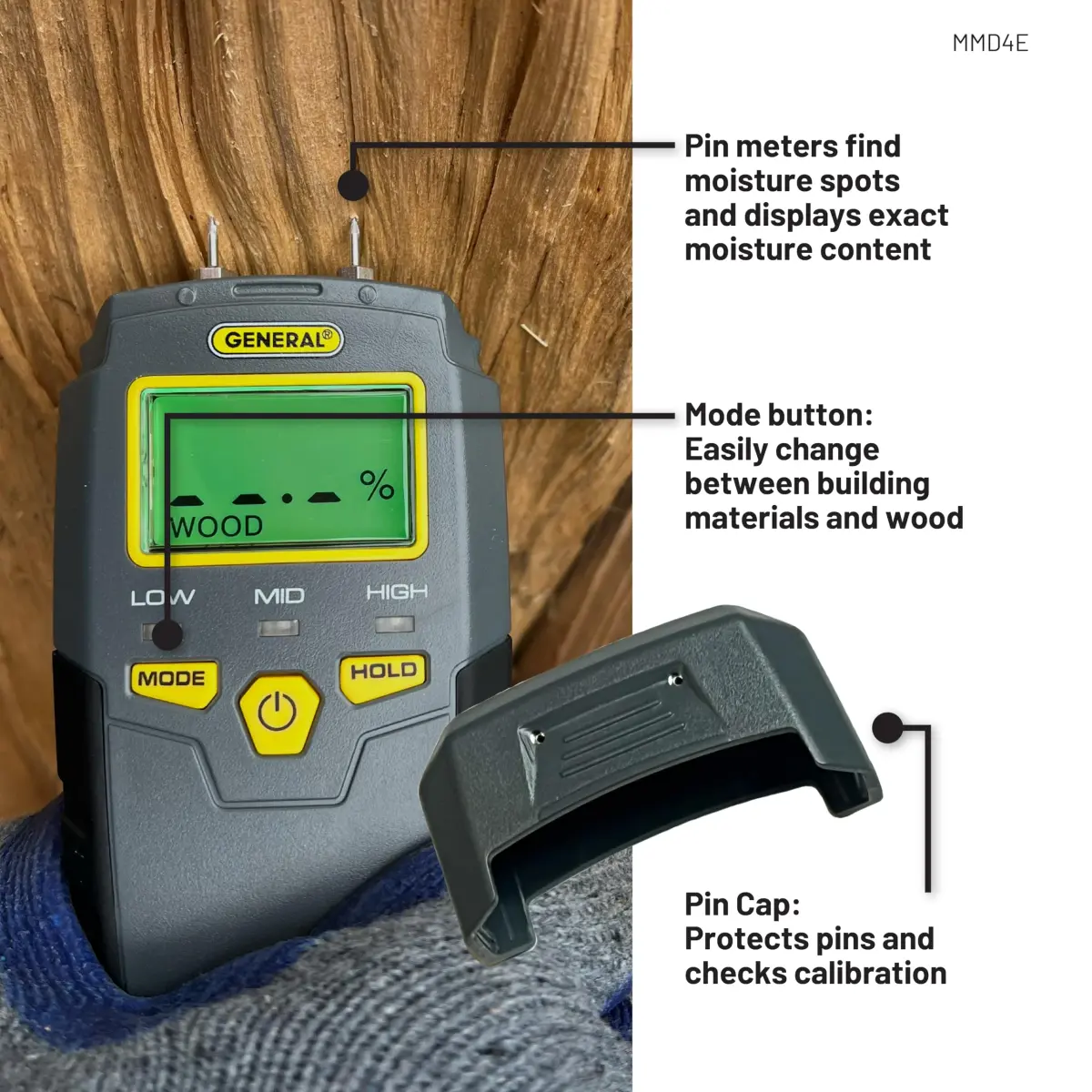 General Tools MMD4E Moisture Meter | 5-50% Wood, 1.5-33% Drywall Range - view 5