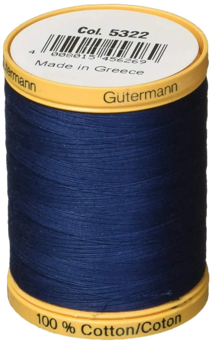 Gütermann Natural Cotton Thread Solids 876yd (2628m) Navy | High Quality Cotton Thread for Sewing - main product image