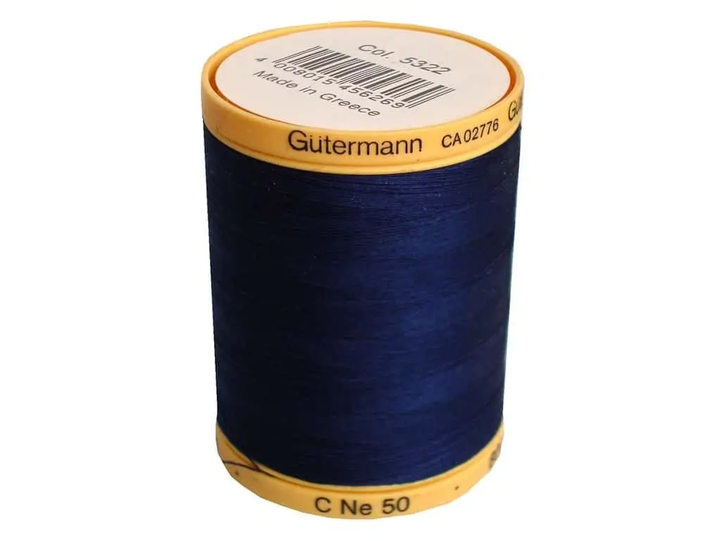 Gütermann Natural Cotton Thread Solids 876yd (2628m) Navy | High Quality Cotton Thread for Sewing - view 3