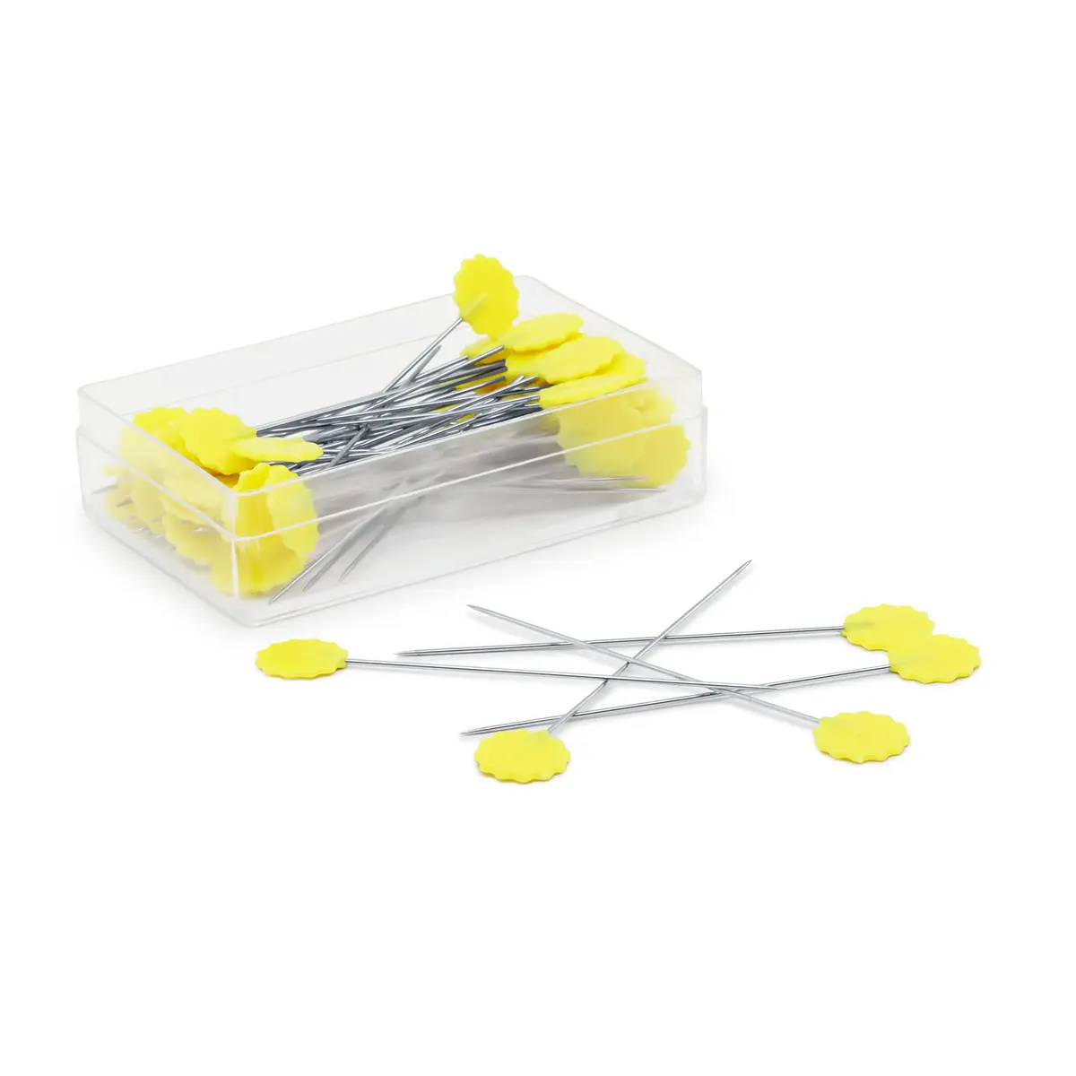 Dritz Flat Flower Head Pins 2-Inch (50-Count, Yellow) | Quilting & Fabric Holding Pins - view 3