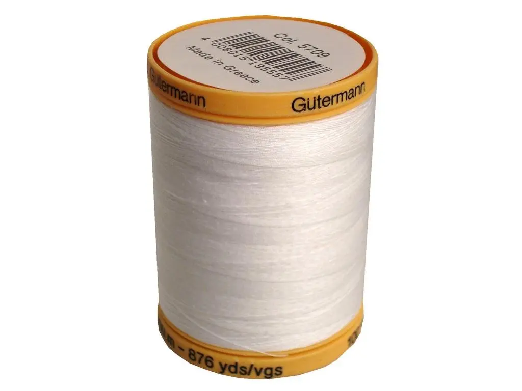 Gütermann Natural Cotton Thread Solids 876 Yards (2628 Metres) White | All-Purpose Sewing Thread for Hand & Machine - view 4
