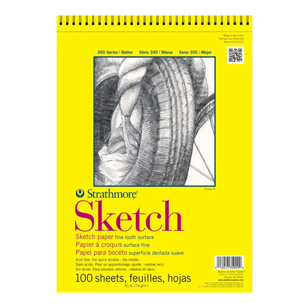 Strathmore 300 Series Sketch Pad, 11x14, Wire Bound, 100 Sheets | Fine Tooth, Lightweight Art Paper for Dry Media - main product image