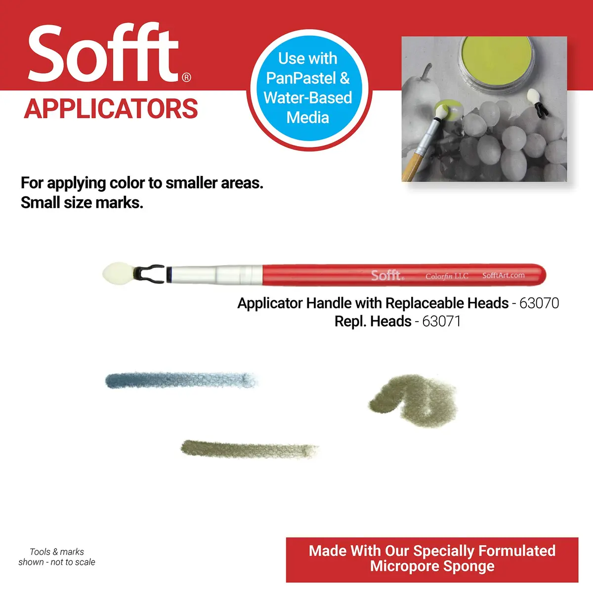 PanPastel Colorfin Sofft Applicators Replacement Heads 8 Count (0.23 kg / 0.5 lb) | Premium Artist Quality Foam - view 3