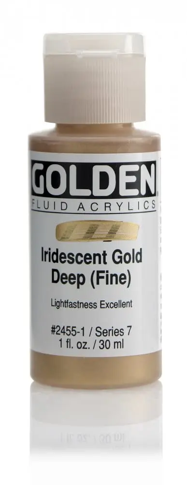 GOLDEN Fluid Acrylics Iridescent Gold Deep 29.57ml (1 fl. oz.) | Professional Artist Paint - main product image
