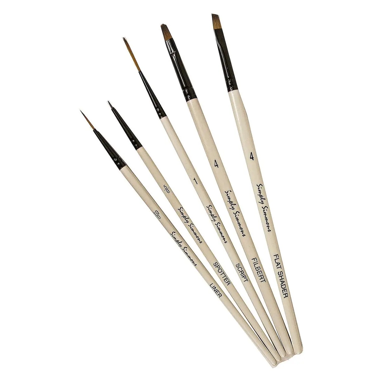 Robert Simmons Paint Brush Set - Devilish Detail, Mixed Size, Synthetic Bristles, White | Artist Quality - main product image