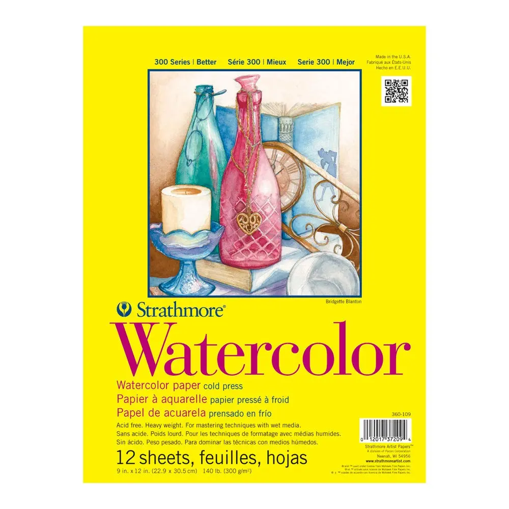 Strathmore 300 Series Watercolor Pad, 140 lb. Cold Press, 9 x 12 inches | Acid-Free Art Paper for Artists - main product image