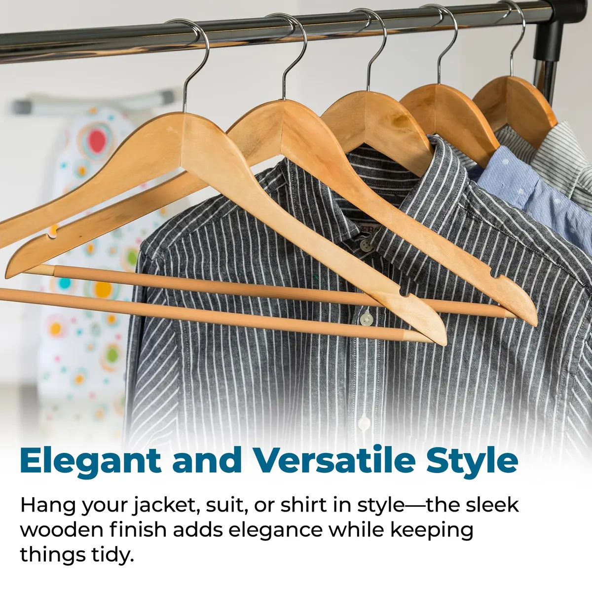 Honey-Can-Do Maple Wood Hangers – Non-Slip Grooved Bar, 24-Pack | Durable & Stylish Closet Organizer - view 4