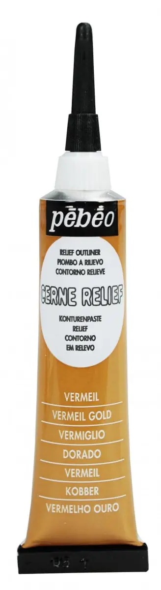 Pebeo Vitrail Cerne Relief Dimensional Paint Vermeil Gold 20ml (0.68 Fl Oz) | ASTM D-4236 Certified - main product image
