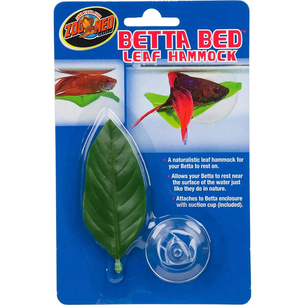 Zoo Med Betta Bed Leaf Hammock Green | Naturalistic Rest Near Surface - main product image