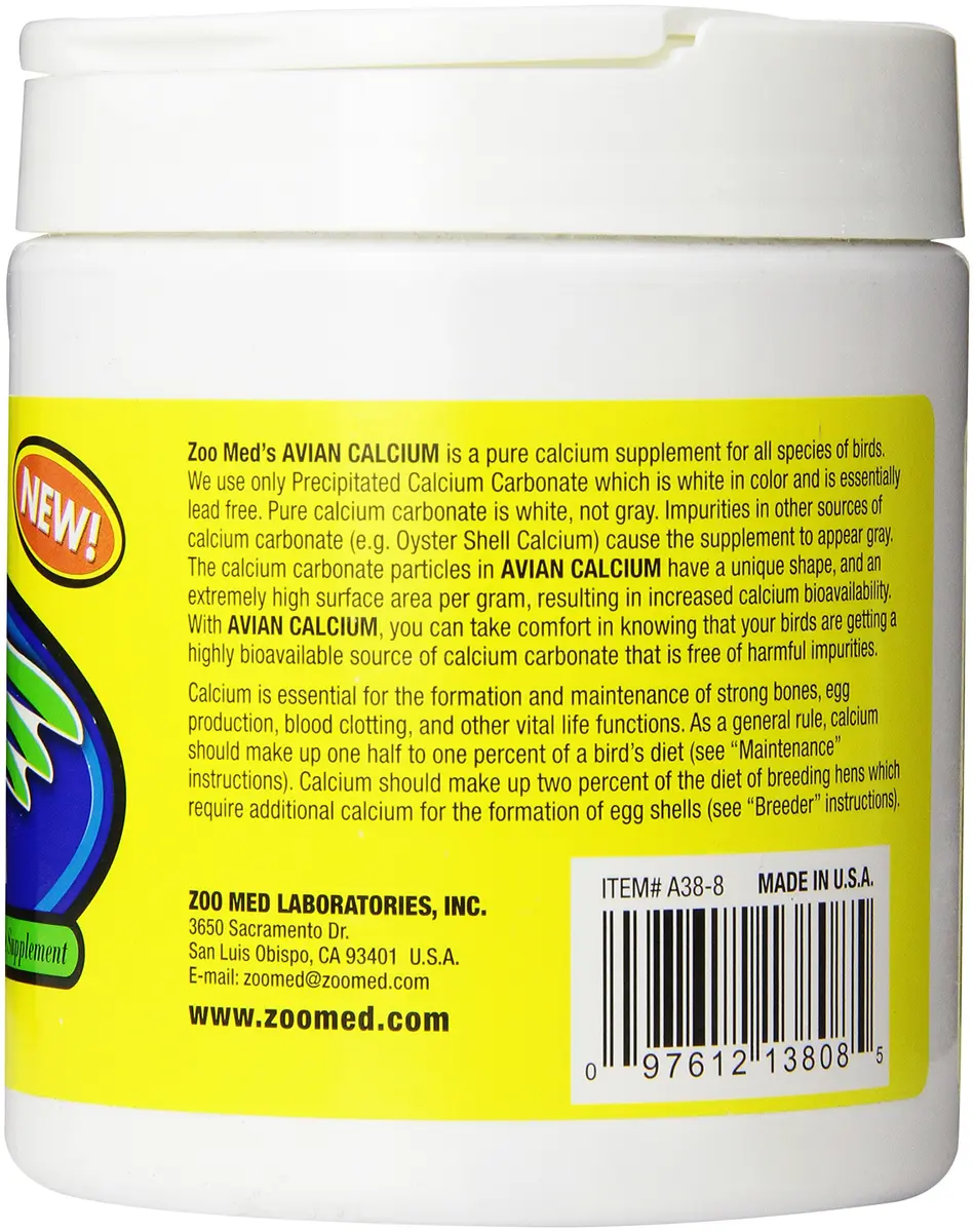 Zoo Med Avian Calcium - 8 oz. | Bioavailable Calcium Carbonate for All Birds - view 3