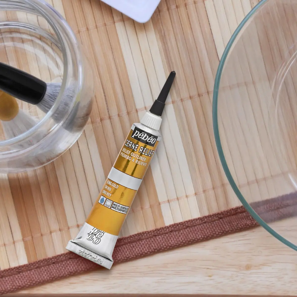 Pebeo Vitrail Cerne Relief Dimensional Paint 20 ml | Metallic Gold for Glass & Metal - view 2