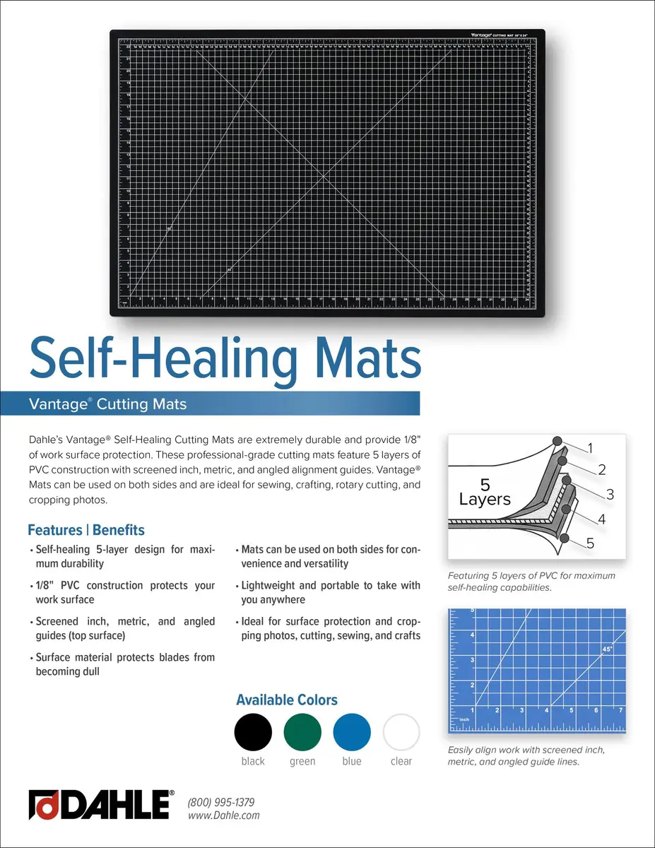 Dahle Vantage 10673 Premium Self-Healing Cutting Mat, 24"x36" | 5-Layer PVC, 1/8" Thick, Black - view 5