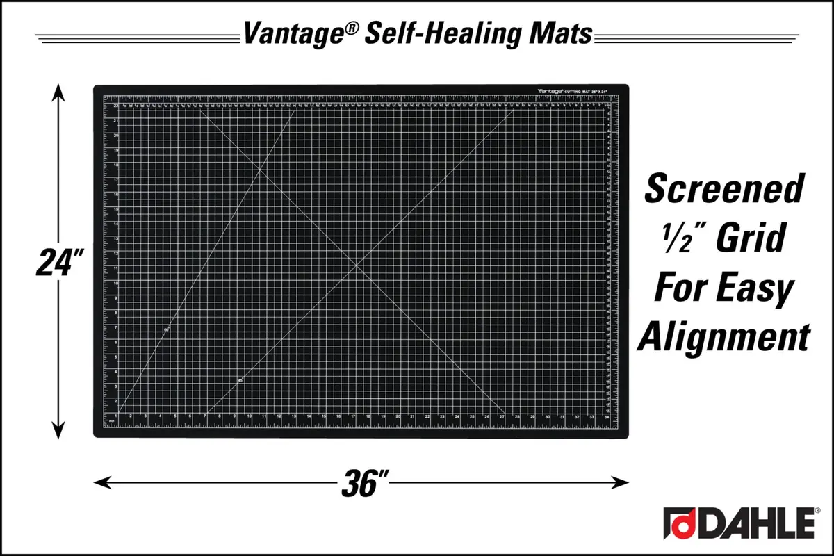 Dahle Vantage 10673 Premium Self-Healing Cutting Mat, 24"x36" | 5-Layer PVC, 1/8" Thick, Black - view 2