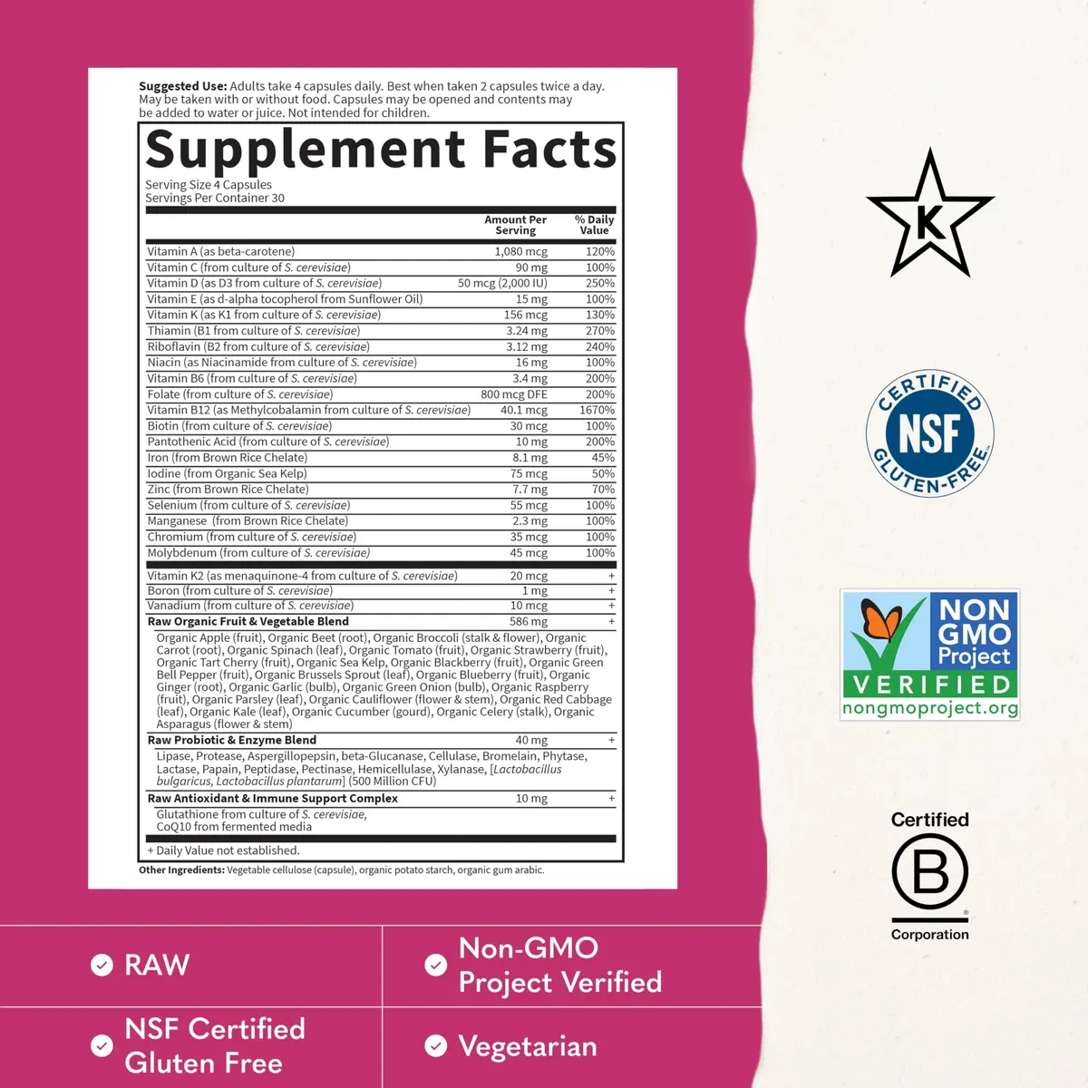 Garden of Life Vitamin Code Women's Multivitamin 120 Capsules | Gluten-Free, Whole Food Support - view 3