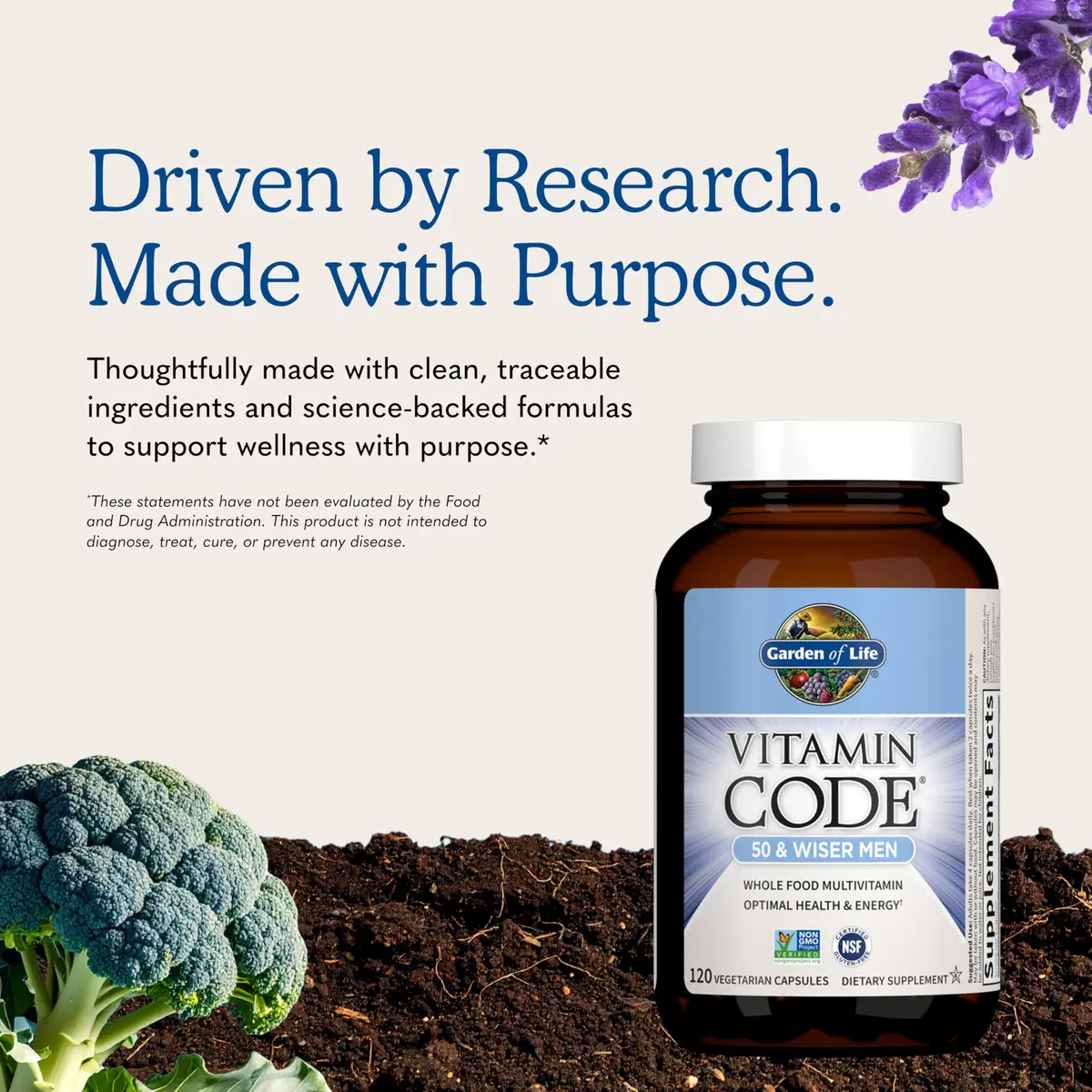 Garden of Life Vitamin Code Men 50 & Wiser Multivitamin 120 Capsules | Supports Heart & Prostate Health - view 6