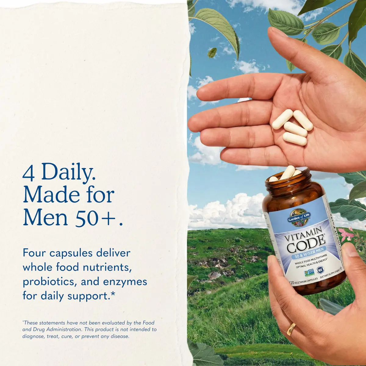 Garden of Life Vitamin Code Men 50 & Wiser Multivitamin 120 Capsules | Supports Heart & Prostate Health - view 7