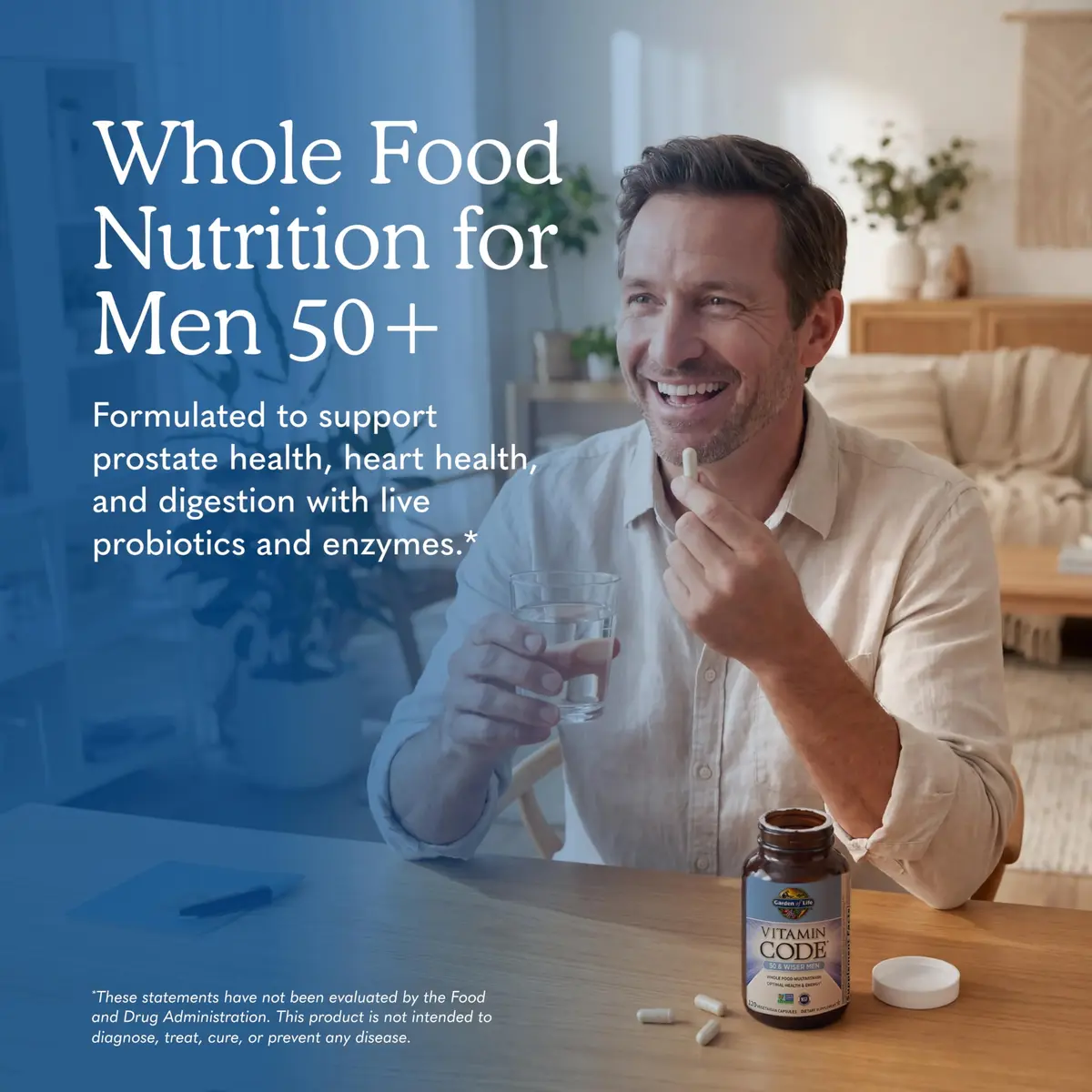 Garden of Life Vitamin Code Men 50 & Wiser Multivitamin 120 Capsules | Supports Heart & Prostate Health - view 2