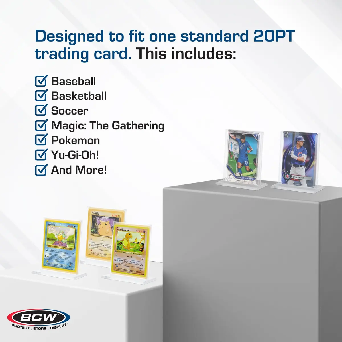 BCW Trading Card Display Stand - 1 ct | Acrylic Card Holder Stand for Sports Cards, Pokémon & TCG | Stable Vertical Card Stand with Beveled Edges | Clear Sports Card Display Stand - view 7