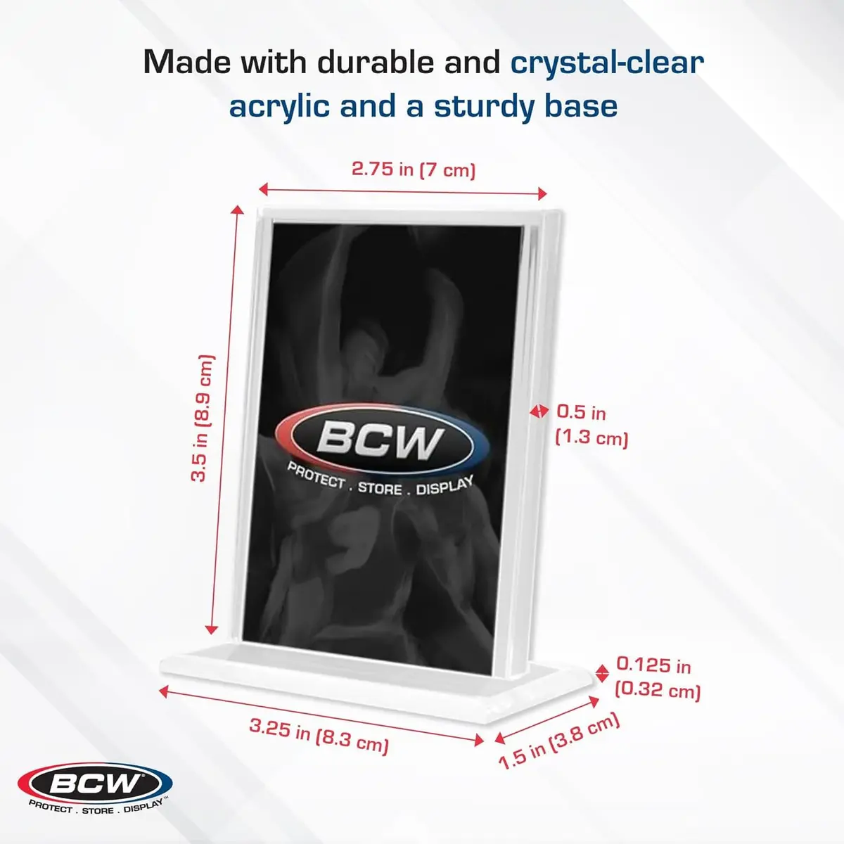 BCW Trading Card Display Stand - 1 ct | Acrylic Card Holder Stand for Sports Cards, Pokémon & TCG | Stable Vertical Card Stand with Beveled Edges | Clear Sports Card Display Stand - view 3