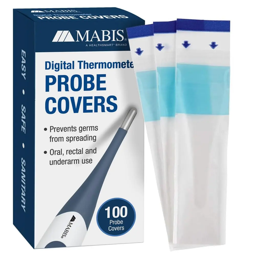 MABIS Disposable Probe Covers for Digital Thermometers, 100 Count | Oral, Rectal, Underarm Use - main product image