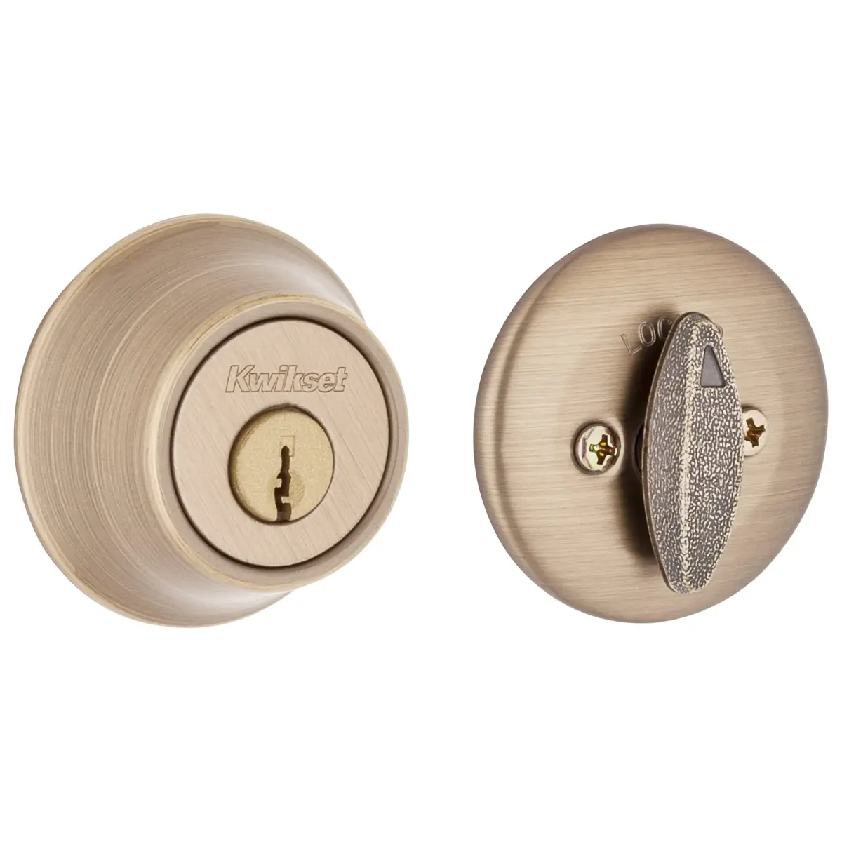 Kwikset 660 Deadbolt Lock Antique Brass 3.38cm (1.33in) | BHMA Grade 3 Certified Security - view 3