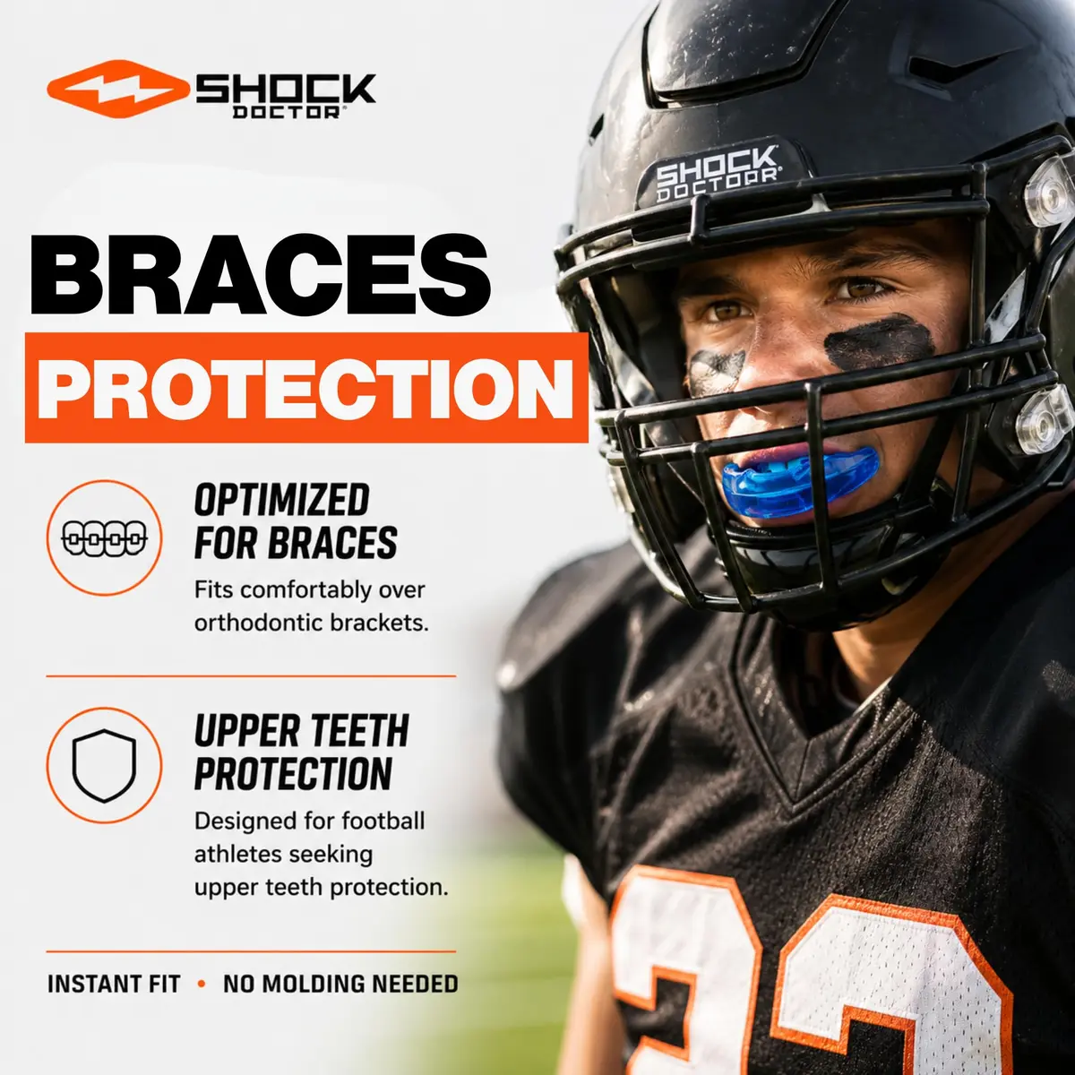 Shock Doctor Braces Mouth Guard for Upper Teeth Protection, Youth & Adult Sizes (Pink) - view 6
