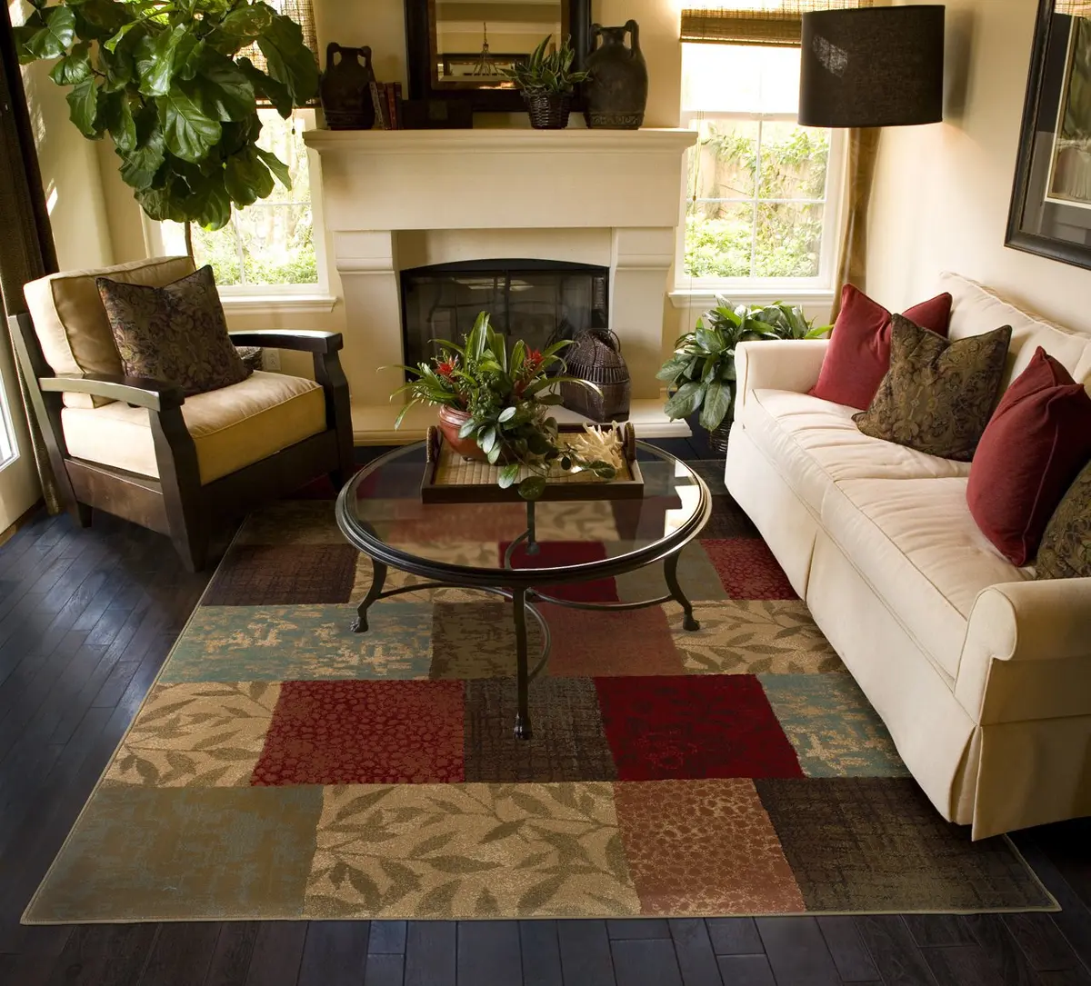Oriental Weavers Green / Red Area Rug 3'10 x 5'5" | Modern & Organic Hues (70-120 chars) - view 2