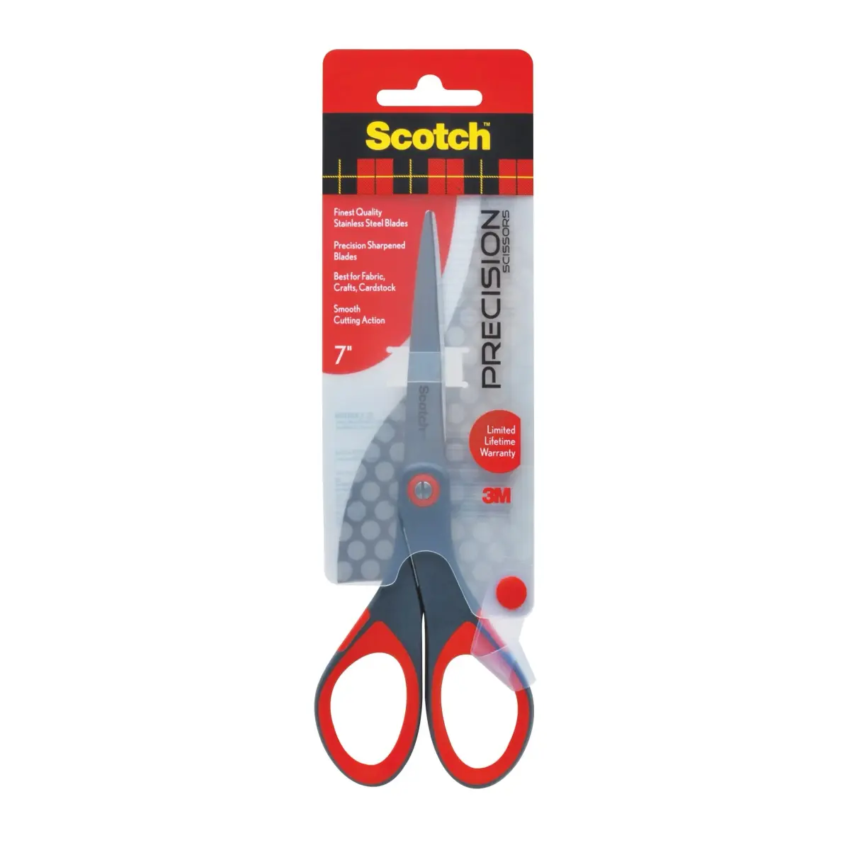 Scotch 7" Precision Scissors, Grey/Red Handle | Sharp Stainless Steel Blades for Everyday Use - main product image