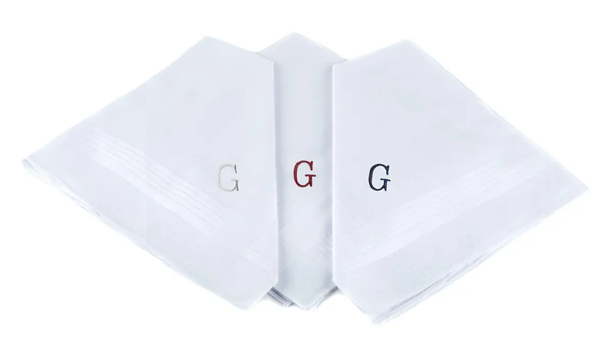 boxed-gifts Monogrammed Cotton Handkerchiefs for Men - Letter Print, 16" x 16" | Stylish & Durable - main product image