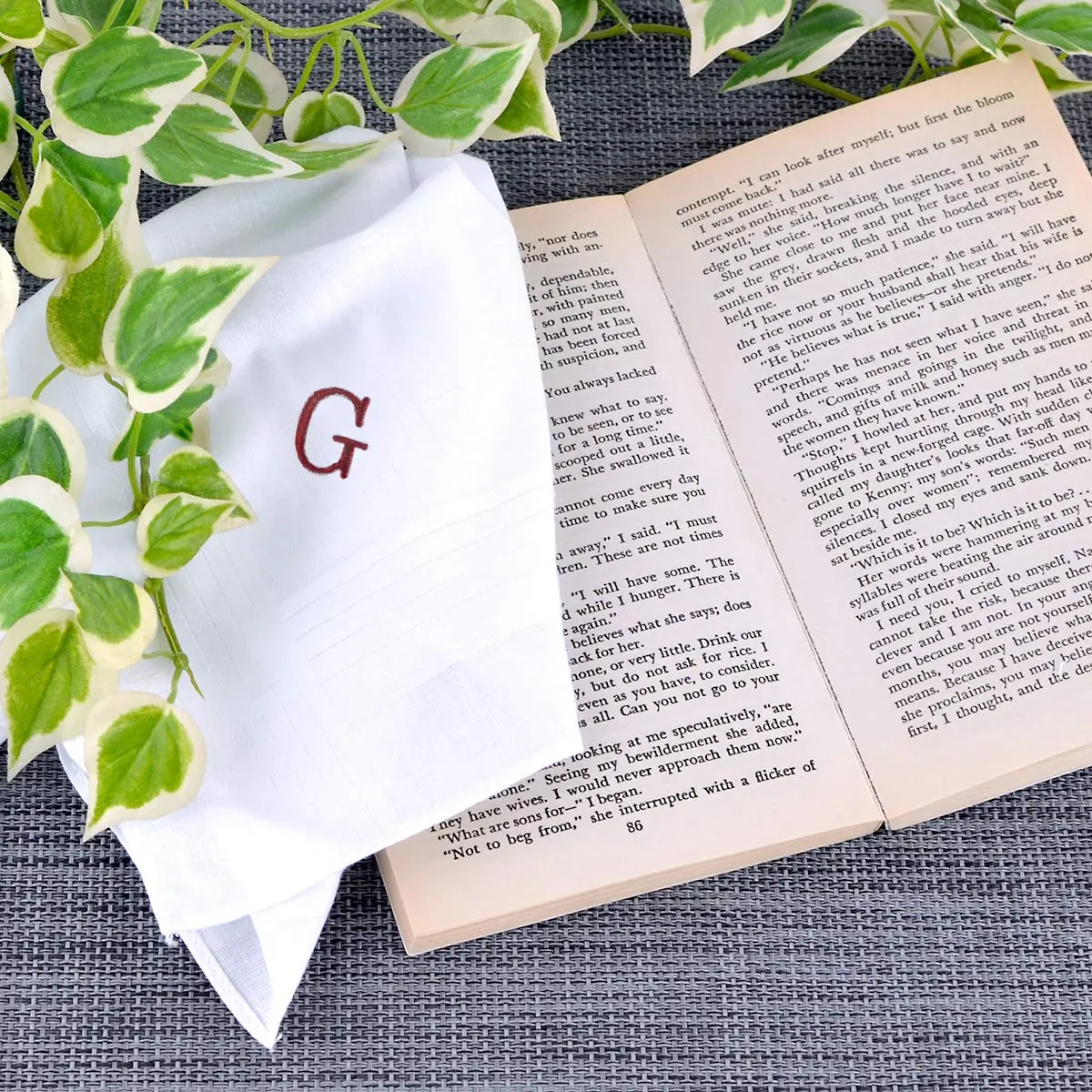 boxed-gifts Monogrammed Cotton Handkerchiefs for Men - Letter Print, 16" x 16" | Stylish & Durable - view 4