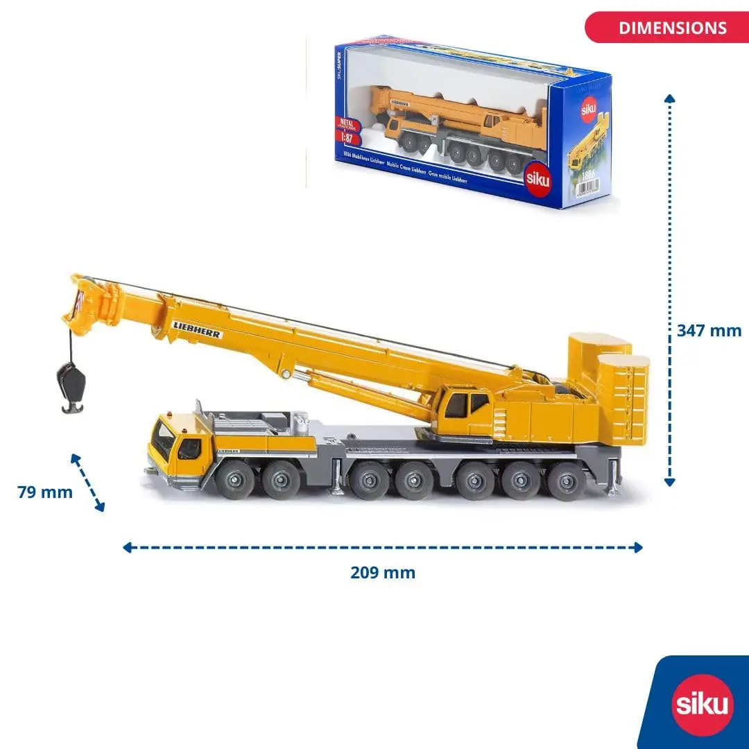 Siku Liebherr Mobile Crane 1:87 Metal/Plastic Yellow Movable Parts | Durable Construction for Construction Fans - view 3