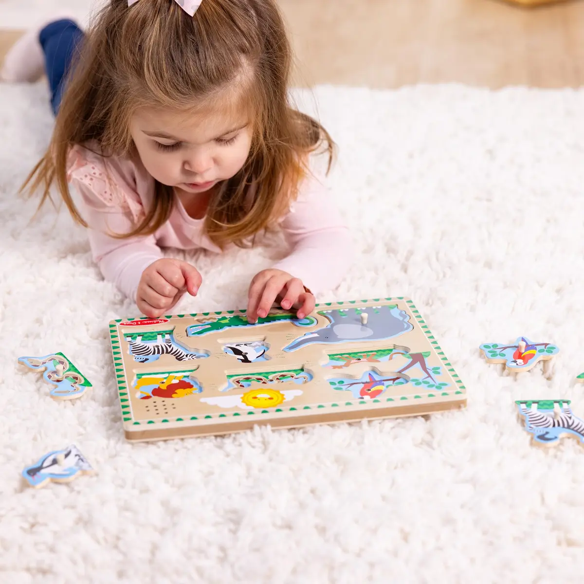 Melissa & Doug Zoo Animals Sound Puzzle 8-Piece Wooden Peg Puzzle with Light-Activated Sounds | Educational Toy for Toddlers and Preschoolers Ages 2+ - view 5