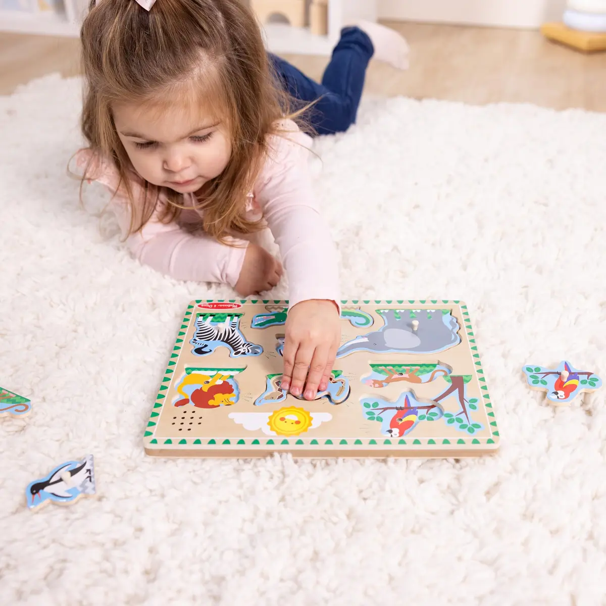 Melissa & Doug Zoo Animals Sound Puzzle 8-Piece Wooden Peg Puzzle with Light-Activated Sounds | Educational Toy for Toddlers and Preschoolers Ages 2+ - view 6