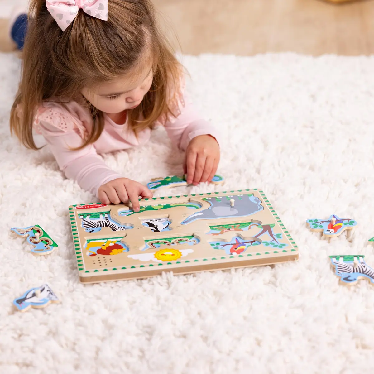 Melissa & Doug Zoo Animals Sound Puzzle 8-Piece Wooden Peg Puzzle with Light-Activated Sounds | Educational Toy for Toddlers and Preschoolers Ages 2+ - view 7